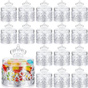 Cunhill 18 Pcs Mini Candy Bottles Mini Plastic Jars with Lids Small Champagne Bottles Storage Candy Favor Containers for Wedding Baby Shower Bridal Shower Party Favors Thank You Gifts (Silver)