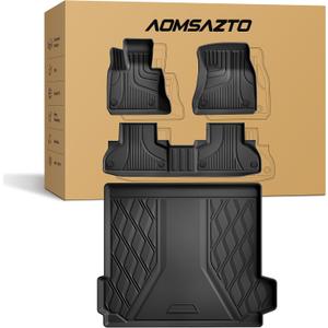 2014-2017 2018 X5 Floor Mats: AOMSAZTO All Weather Floor Mats & Cargo Liner Compatible with BMW X5 (F15) 2014-2018 | All Season Guard X5 Accessories Anti-Slip Floor Mats Cargo Liner Trunk Set