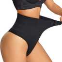 Dulchany Thong Shapewear Tummy Control Underwear for Women Seamless Body Shaper Panties (Black, M)