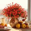 Hoteam 36 Bundles Artificial Fall Flowers for Outdoor Fake Autumn Flower Plants Boxwood Faux Plastic Shrubs Plants for Patio Porch Garden Hanging Vase Pots Home Decor (Bright Style)