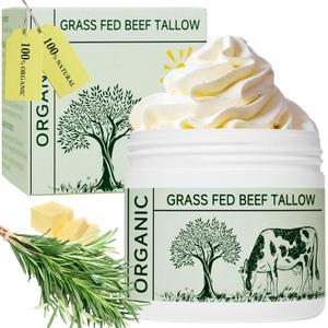 Beef Tallow, Beef Tallow for Skin, Moisturizer for Dry Skin, Unscented Beef Tallow Blam Grass Fed Whipped Tallow Face Cream Nourishing Soothing Moisturizer Body Lotion Skin Care (1.7 Fl Oz (Pack of 1))