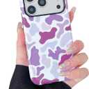 Compatible with iPhone 17 Pro Max Case Cute Leopard Print Camo Pattern Design for Girls Women,Soft TPU and Hard PC Protective Case Designed for iPhone 17 Pro Max-Purple camo