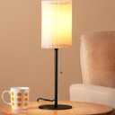 EDISHINE 19.09" Modern Table Lamp, Cylindric White Paper Origami Lampshade, Boho Bedside Lamp with Pull Chain Switch & Metal Base, E26 Socket, Nightstand Lamp for Bedroom Living Room Kids Room