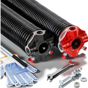 Pair of 2" Garage Door Torsion Springs (0.250 X 2'' X 30'') with Non-Slip Winding Bars & Gloves, Heavy-Duty Replacement, 18,000 Cycles, High Precision Electrophoresis Black Coated