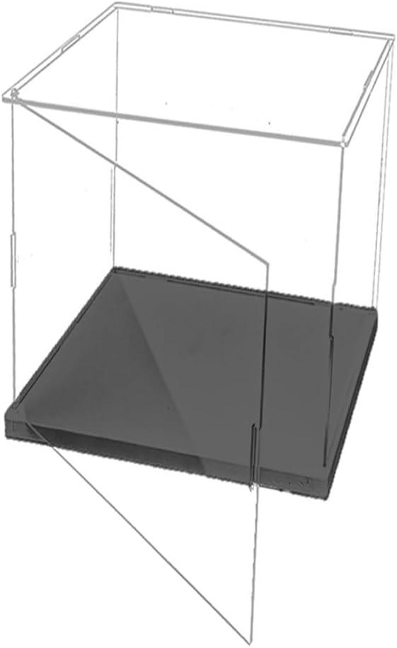 Clear Acrylic Display Case, Self-Assembly Acrylic Box with Black Thick Base and Side Door, Dustproof Protection Showcase Organizer for Collectibles Doll Toys Models Figurine (20X15X35cm/8X6X14inch)