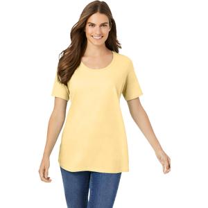 Woman Within Plus Size Perfect Short-Sleeve Scoopneck Tee (XX-Large Plus, Banana)