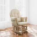 Storkcraft Premium Hoop Glider & Ottoman (Natural/Beige) GREENGUARD Gold Certified Nursery Glider, Solid Wood Craftsmanship, Smooth-Gliding Nursery Chair and Ottoman, Award-Winning