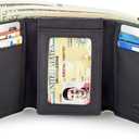 Stealth Mode Trifold Leather Wallet for Men with ID Holder and RFID Blocking (Black)