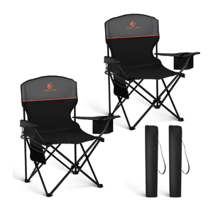 HIGH POINT SPORTS 2 Pack Portable Camping Chair for Adults, Folding Outdoor Camp Chair Lightweight Lawn Chairs Folding Collapsible Chair for Camping, Tailgates, Beach, Black, Support 250 lbs Black