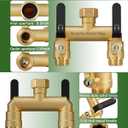 Hose Splitter 2 Way Heavy Duty, Full Flow Garden Hose Splitter with 2 Long Metal Handles, Brass Rust and Freeze Resistant Water Hose Bib Splitter, T Adapter Connector with 3/4 - Inch GHT ThreadBlack