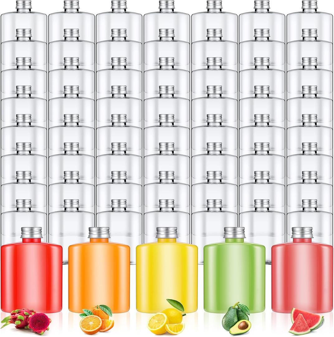 Norme 30 Pcs Plastic Bottles Bulk with Caps 8.5 oz Small Reusable Disposable Juice Bottles Empty Clear Beverages Drink Containers Water Flask Mini Fridge Containers for Juicing Smoothies Milk
