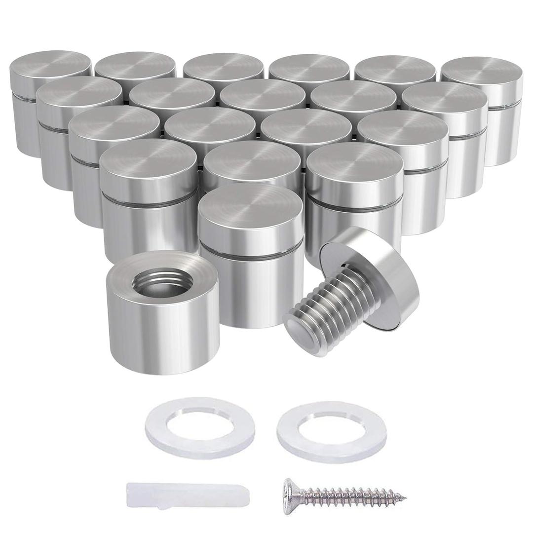 LuckIn 20-Pack Standoff Screws (3/4 in. Dia x 3/4 in. L), Stainless Steel Standoff Mounting Hardware for Acrylic Signs, Silver