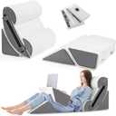 Yojoker 6pcs Orthopedic Bed Wedge Pillow Set for Sleeping, Post Surgery Foam for Body, Back and Leg Pain Relief Comfortable & Adjustable Support Pillows-Anti Snoring, Heartburn (Gray)