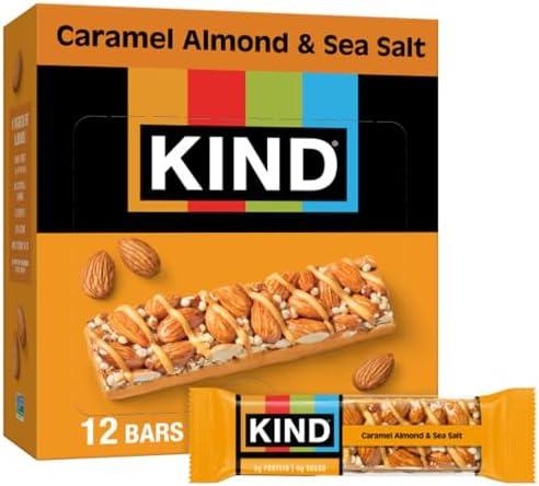 KIND Healthy Snacks Bars, Caramel Almond & Sea Salt, Gluten Free, Low Sugar, High Fiber Snacks, 6g Protein, 12 Count Exp. 03/03/27
