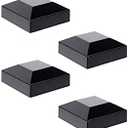 Aluminium Fence Post Caps for True 2" x 2" Fence Posts, Aluminum, Metal,Wood,Mailbox Posts, Pyramid Post Cap Cover Pressure Fit- Black (12 Pack)