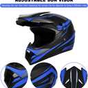 Yesmotor Youth Dirt Bike Helmet Set Includes Gloves, Goggles, Mask, Ideal Helmet for Kids 8-14, Premium Safety Gear for Dirt Bike Helmets Enthusiasts - DOT Approved (Dark Blue,L)