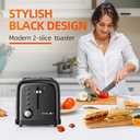 RAMJOY Black Toaster 2 Slice, Extra Wide Slot Toaster for Bagels, Bread, Waffles, 7 Shade Settings, 4 Main Functions, Removable Crumb Tray, 900 Watts Toasters, Black Stainless Steel