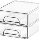 Yieach 2.2'' Tall Small Clear Stackable Storage Drawers,2 Pack Stacking Acrylic Organizers Drawers for Hair Accessories,Makeup,Pen,Art Crafts,Office Supply Organizer and Desktop Plastic Mini Drawers