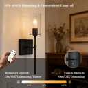 Dimmable Battery Operated Wall Sconce Set of 2, Rechargeable Wall Mount Light No Wiring, Easy Install Wireless Wall Lamp for Living Room Bedroom Hallway Farmhouse Indoor, Bulb Included