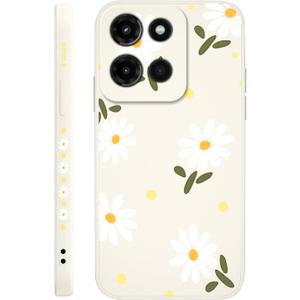 for Motorola Moto G Stylus 5G 2025 Case, Flower Pattern Slim Case Soft Silicone Protective for Moto G Stylus 5G 2025 Phone Cover, Daisy Rice White