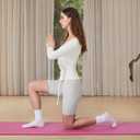 Womens Ballet Wrap Top Long Sleeve Deep V Neck Solid Color Cover Up Pilates Yoga Tops Casual Slim Fit Tops (A-02, ONE SIZE)