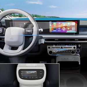 (Double Set) 2026 Ioniq 9 Screen Protector for Hyundai Ioniq 9 Displays (Dual 12.3Inch+Front&Rear Climate Control) (S/SE/SEL/Limited/Calligraphy), 2026 Ioniq 9 Accessories High Clarity