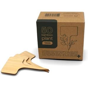 Bamboo Plant Labels, Eco-Friendly Garden Tags | Short T-Type Wooden Garden Markers | 100% Natural, Biodegradable | for Labeling Herbs, Seedlings, Vegetables, Cheeses, Appetizers, Desserts | 50 pcs