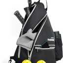 Mangrove Pickleball Bag, Men's & Women's Pickleball Backpack, Adjustable Sling Bag w/Fence Hook/Large Capacity/Safety Pocket (Black)