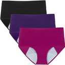 POKARLA Women's High Absorbency Period Cotton Underwear Heavy Flow Leakproof Panties (Medium Size)