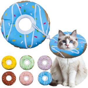 Seyezo Cat Cone Collar Soft, Adjustable Cat Recovery Collar Kitten Cones to Stop Licking, Cute Donut E Collar After Surgery, Cats Neck Pillow Elizabethan Cones of Shame (Waterproof Blue, Large)