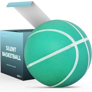 Silent Basketball Size 7 (29.5")  Grooved Airless Foam Indoor Basketball for Quiet Dribbling and Indoor Training, Pro PU Material  Achieve Real Feel Higher Bounce Quieter (Green)