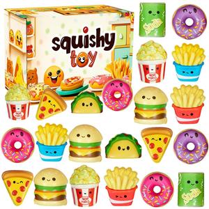 24 Pcs Food Slow Squishy Toys Soft Stress Relief Fidgets Toys for Kids Boys Girls Goodie Bag Christmas Stocking Stuffers Party Favors Treasure Box Classroom Prizes Carnival Gifts