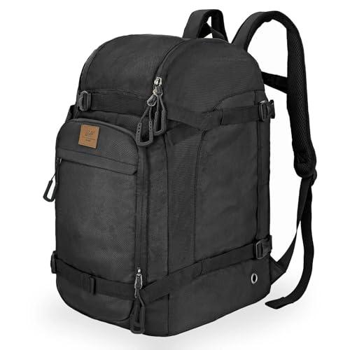 WOLT Ski Boot Bag Backpack - 50L Snowboard Boot Bag for Air Travel for Snow Boots, Ski Helmet, Gloves, Goggles, Skiing Gear (Black)