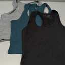 Porvike Sports Crop Tank Tops for Women Cropped Workout Tops Racerback Running Yoga Tanks Cotton Sleeveless Gym Shirts 3 Pack (X-Large, Black/Grey/Emerald Green)