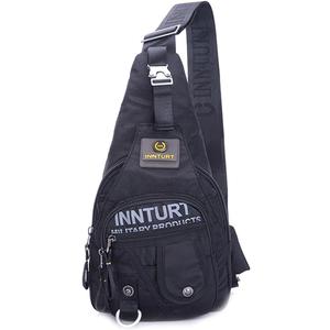 Nylon Sling Bag Small Backpack Crossbody Shoulder Bag Sling Pack (Black)