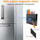 Acrylic Straw Holder, Straw Organizer Dispenser with Two Pieces Rubber Magnet Sheets, Drinking Straw Storage Holder for Cabinet Door Fridge Counter Kitchen Office (Black)