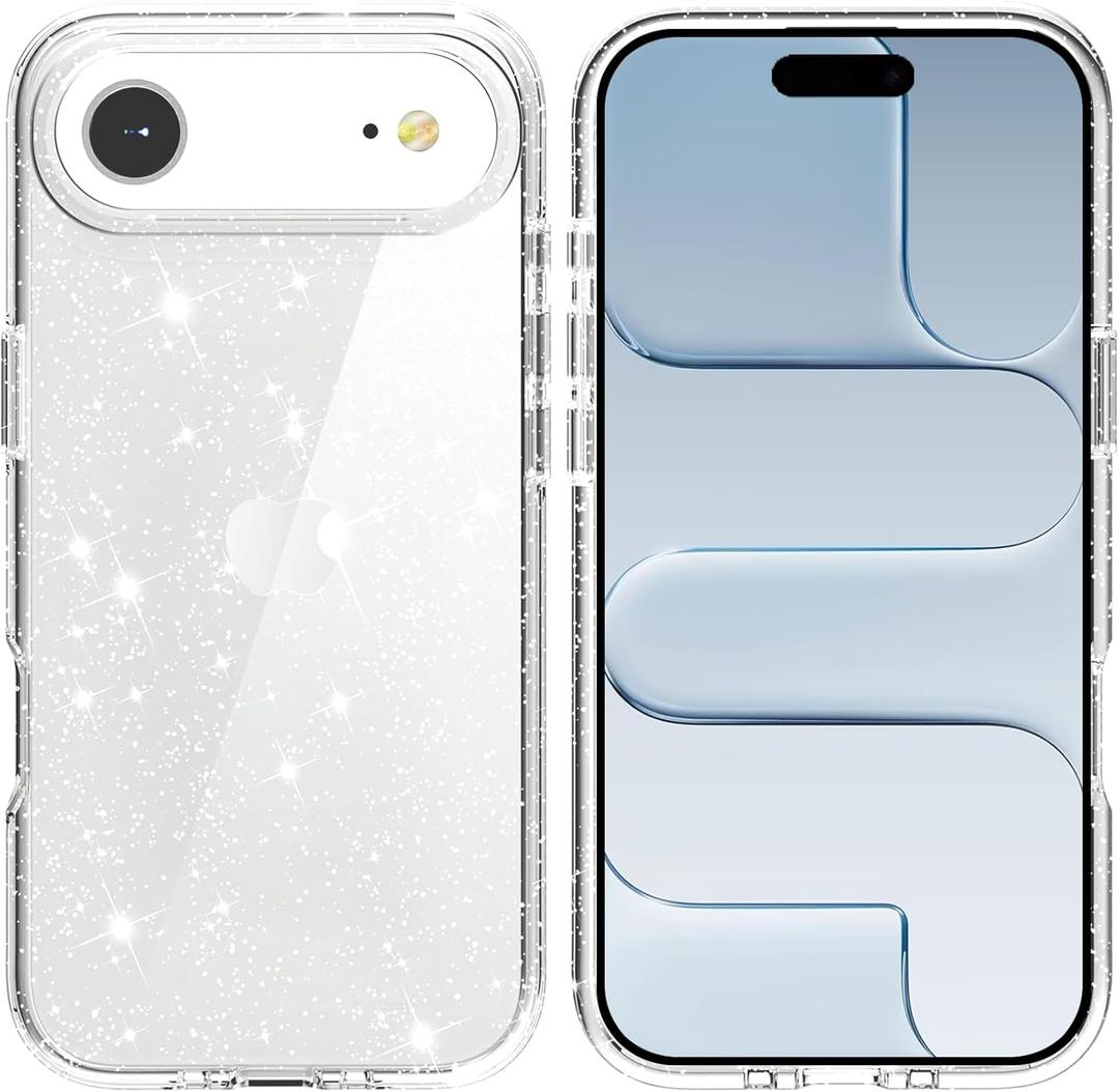 2 x TENOC Phone Case Compatible with iPhone Air, Glitter Case Clear Sparkling Protective Bumper Cute Cover for Girls Women