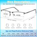 3 Pack Blue Light Blocking Reading Glasses for Men, Stylish Half Frame Metal Computer Readers, Lightweight Spring Hinge Eyeglasses Anti Eyestrain/Glare/UV (Mix Color, Black+Grey+Brown, 1.0)