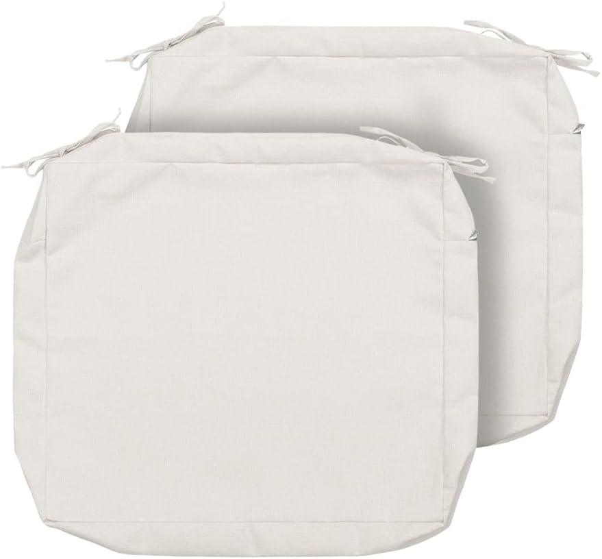 Magpie Fabrics Patio Cushion Covers Set of 2(Replacement Cover only, No Insert!), Waterproof Indoor Ourdoor Deep Seat Chair Cushion Slipcover with Ties(20x18x4 Inch, Cream Beige)