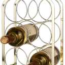Drincarier Countertop Wine Rack - 6 Bottle Freestanding Modern Gold Metal Small Wine Rack - 3 Tier Tabletop Wine Holder Stand for Cabinet, Pantry, Wine Bottle Storage