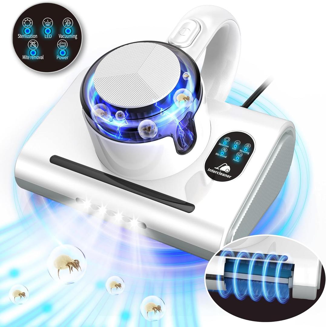 Mattress Vacuum Cleaner,13Kpa Powerful Suction Bed Vacuum Cleaner with UV-C Light, LED Headlights and High Heating Tech,1.2kg Light Weight Handheld vacuum for spot Cleaning, Sofa, Couch Fabric Cleaner