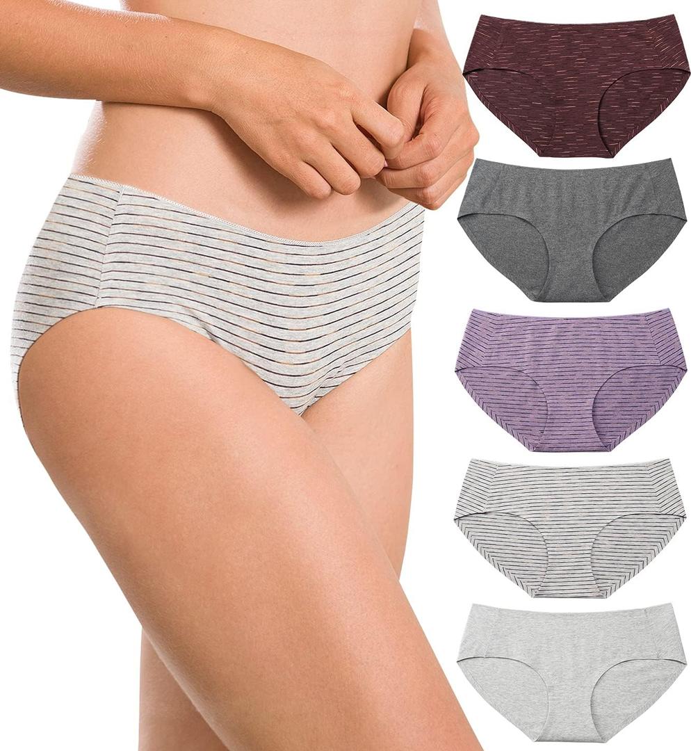 Altheanray Womens Underwear Cotton Seamless Soft Hipster Panties Ladies Mid Rise Bikini (Large)