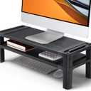 HUANUO Monitor Stand Computer Riser, Monitor Stand for Desk with Adjustable Height and 2 Platforms, Ergonomic Computer Riser, Monitor Riser for Laptops and Monitors, HNMS04 (Black)