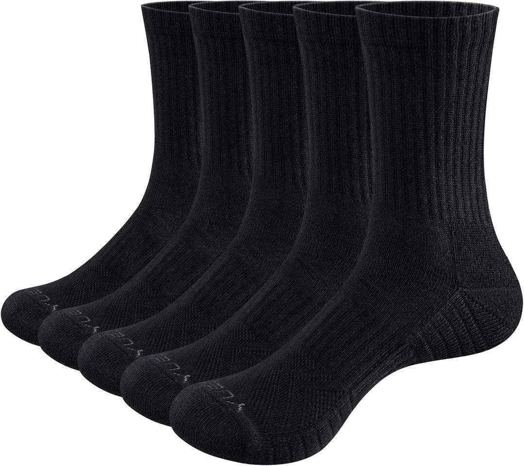 YUEDGE Women's Training Athletic Cushioned Crew Socks Moisture Wicking Cotton Womens Socks Padded Boot Socks For Women (9-11)