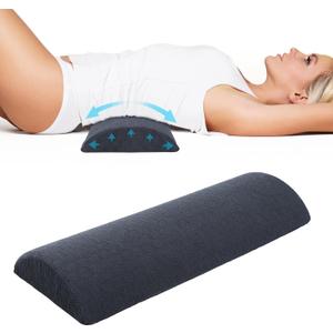 Cozyhealth - 3.15"H*23.6"L - Soft Lumbar Pillow for Sleeping, Memory Foam Back Lumbar Support Cushion for Lower Back Pain Relief Bed Waist Sleep Support Pillow for Side, Back Sleeper(Dark Grey, Large)