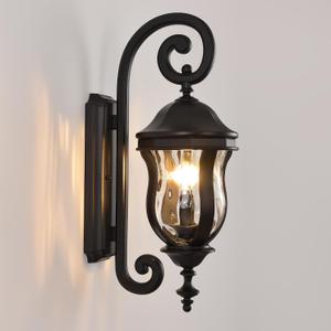 Black Outdoor Wall Sconces, 22.8" Large Exterior Wall Lanterns