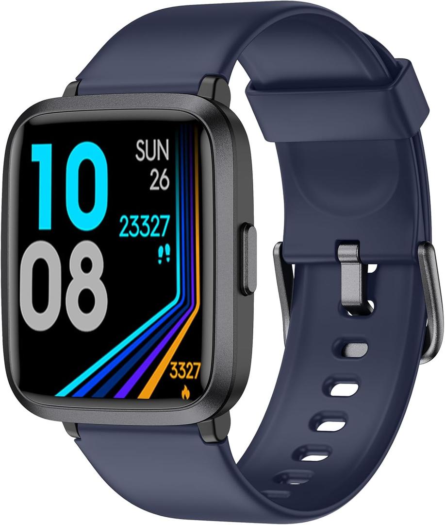 Fitness Tracker, Fitness Watch with Blood Oxygen, Blood Pressure & Heart Rate Monitor, Steps Calories Counter, Sleep Monitor, Pedometer 50 Meters Waterproof, Smart Watch for Android iPhones (Blue)