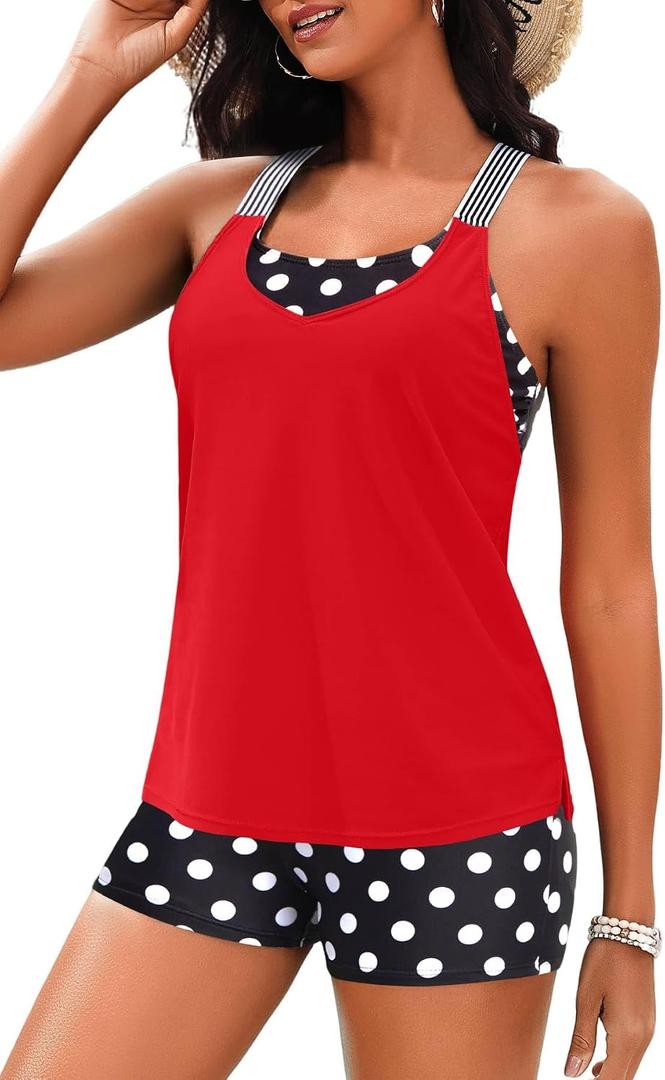 Daci Tankini Swimsuits for Women-2025 Bathing Suits 2 Piece Swimwear with Shorts for Tummy Control, Large