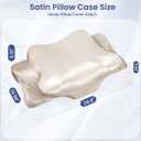 Satin Pillowcase for Cervical Pillows, (Cover Only) Fit for 24.8"x14.96"x5.51"/3.54" Orthopedic Neck Support Pillow, Silky Smooth Pillowcase Cover with Zipper Closure (Champagne)
