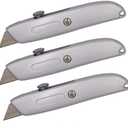 Wideskall Heavy Duty Box Cutter Retractable Blade Metal Utility Knife (Pack of 3)